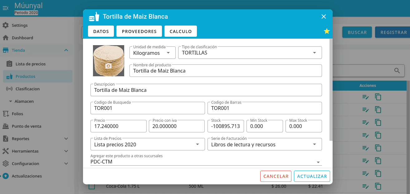 Alta de conceptos