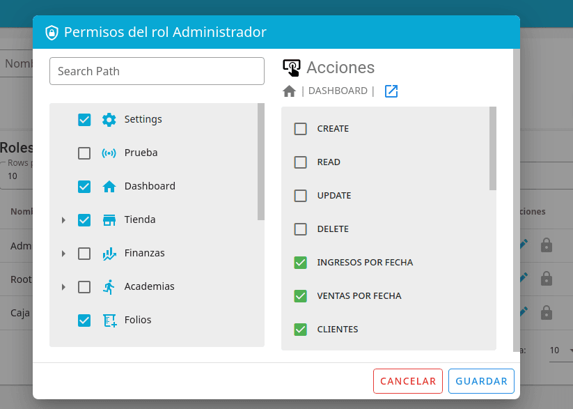 Permisos de usuario