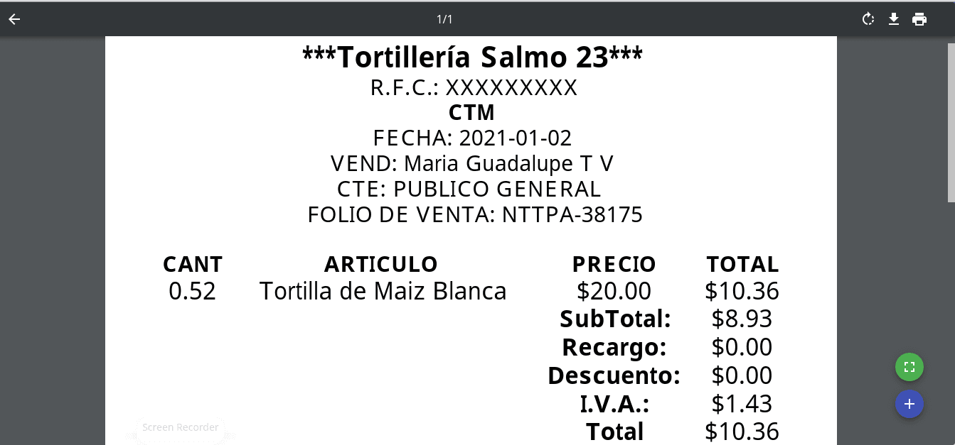 Recibo de compra