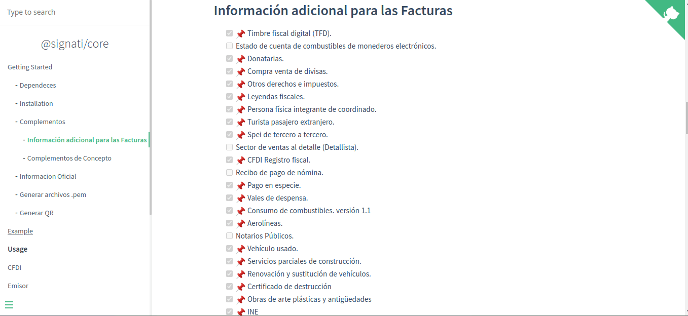 Complementos fiscales soportados