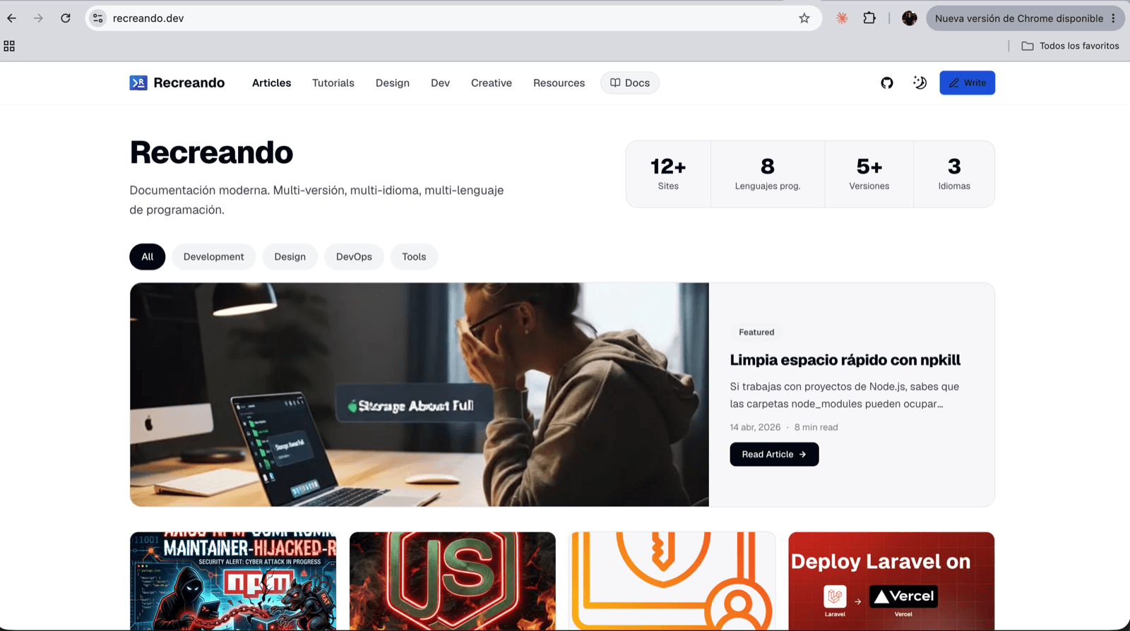 Portada de recreando.dev