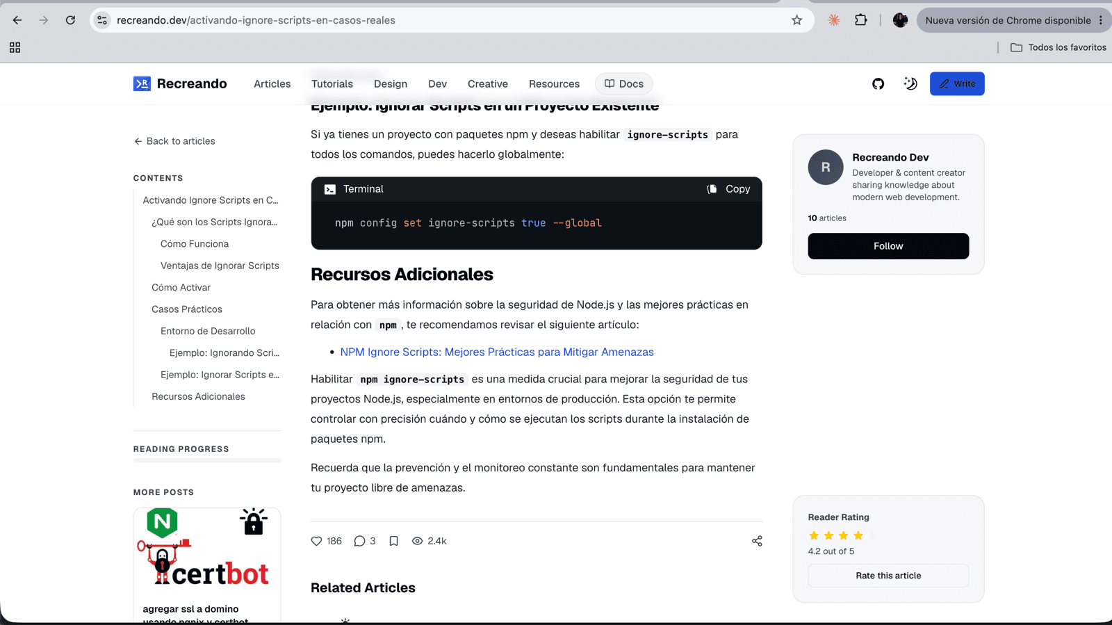 Comentarios, calificación de lectores y artículos relacionados
