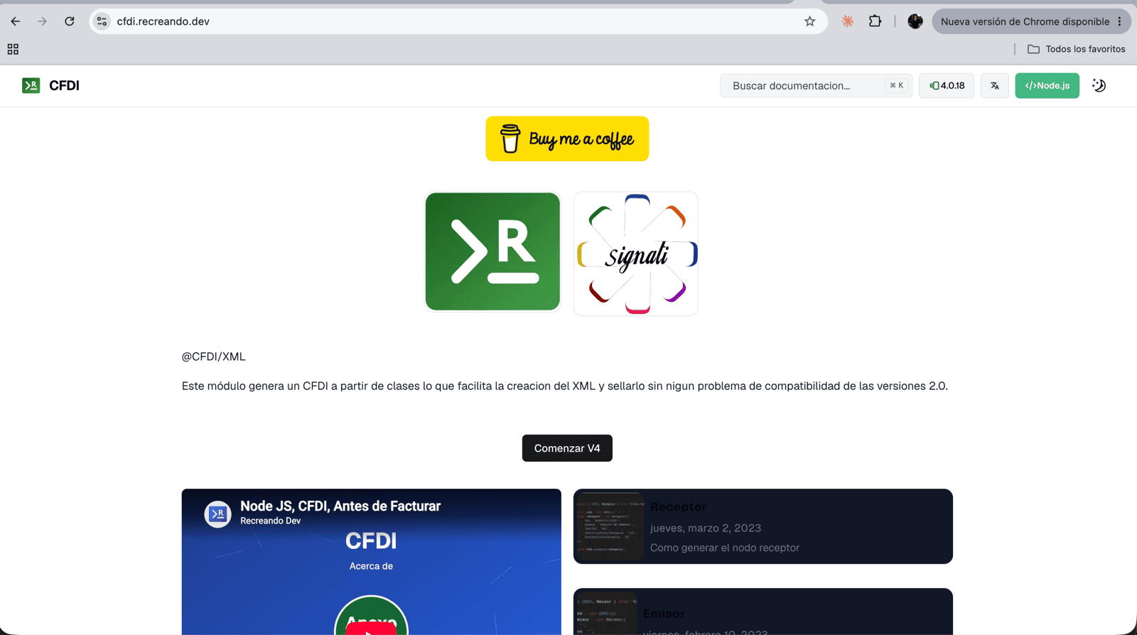 Documentación de los paquetes @cfdi sobre la misma plataforma