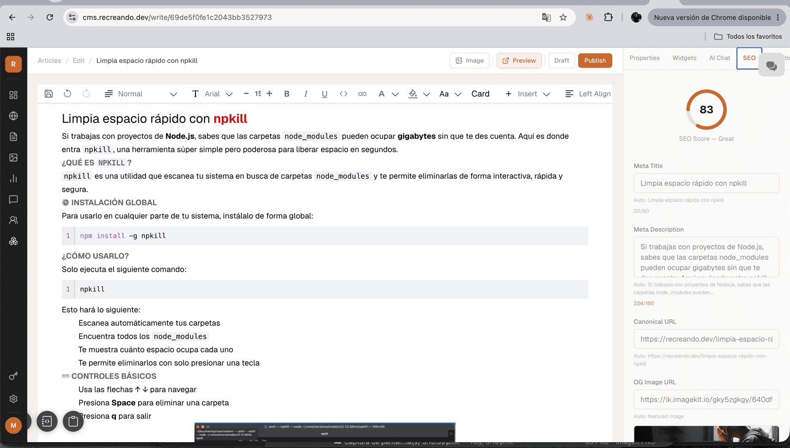 Análisis de SEO con puntuación automática