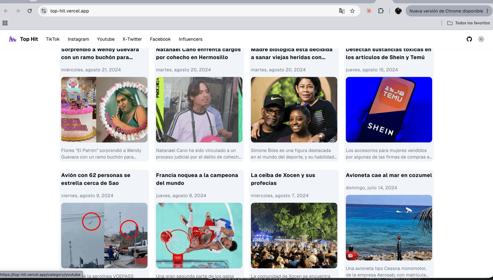 Top Hit, otro sitio publicado desde el mismo CMS