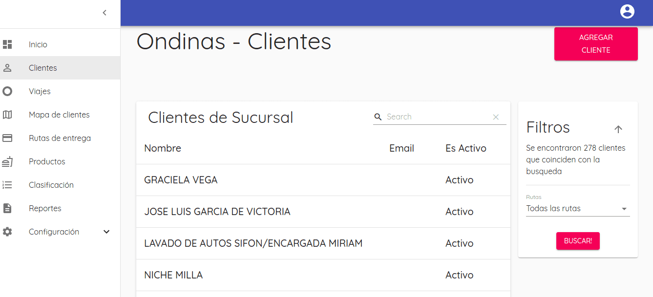 Gestión de clientes