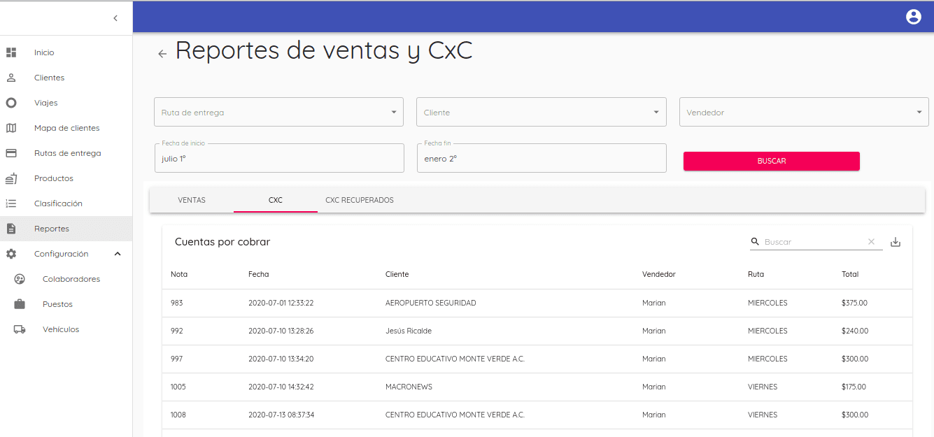 Reporte de cobranza